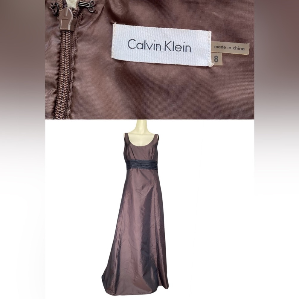 Calvin Klein Chocolate Sleeveless Gown Formal Women’s Long Dress size 8
